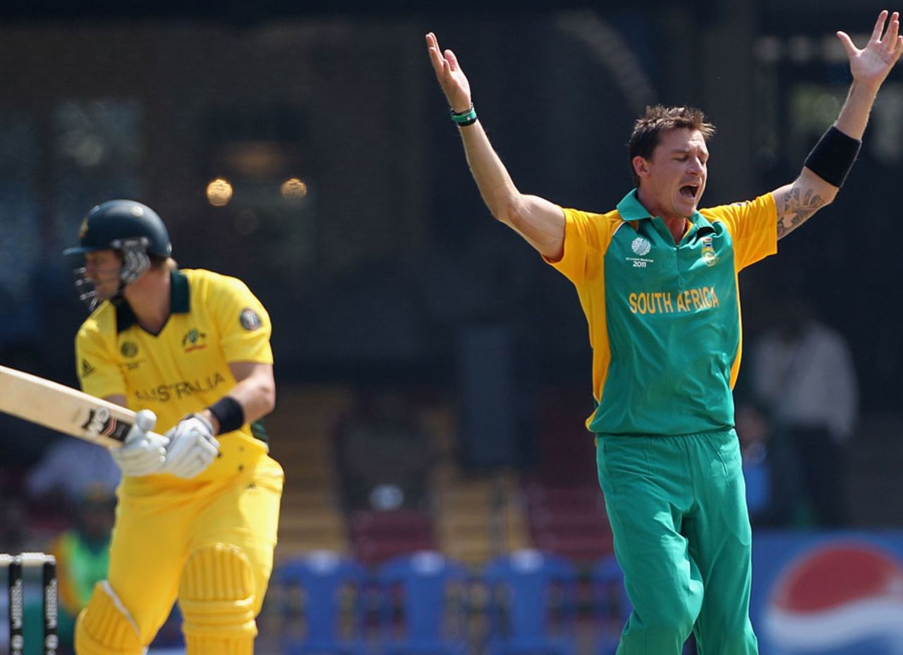 Dale Steyn removes Shane Watson early, Australia v South Africa, World Cup warm-up match, Bangalore, February 15, 2011