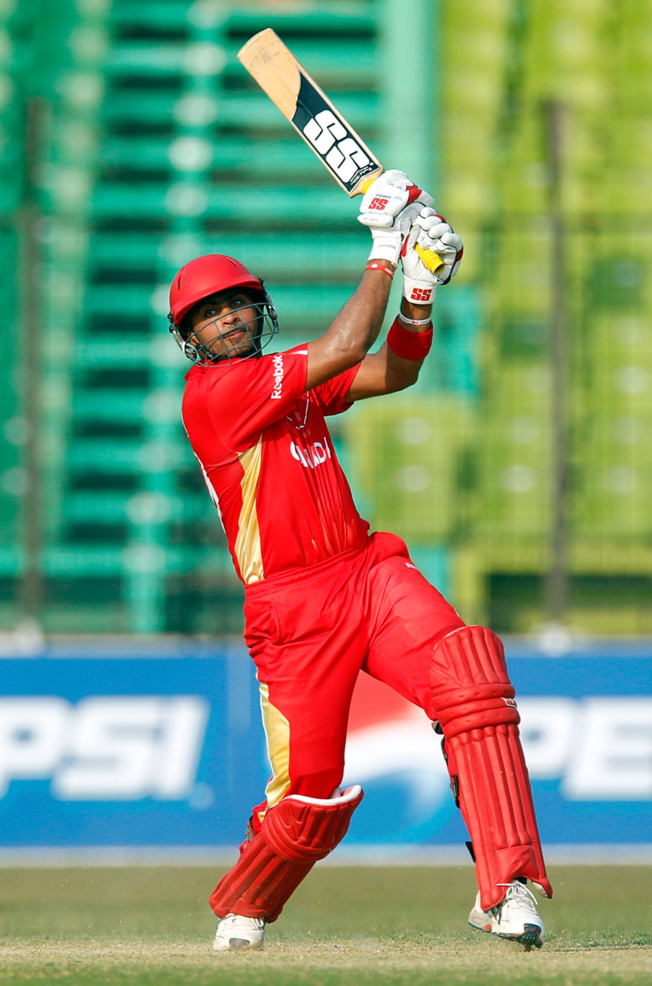 Rizwan Cheema flays one through the off side during his 93, Canada v England, World Cup warm-up match, Fatullah, February 16, 2011