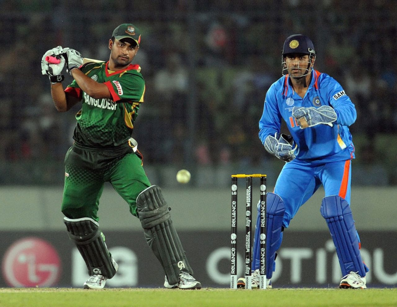 Tamim Iqbal got to a fifty off 70 balls, Bangladesh v India, Group B, World Cup 2011, Mirpur, February 19, 2011