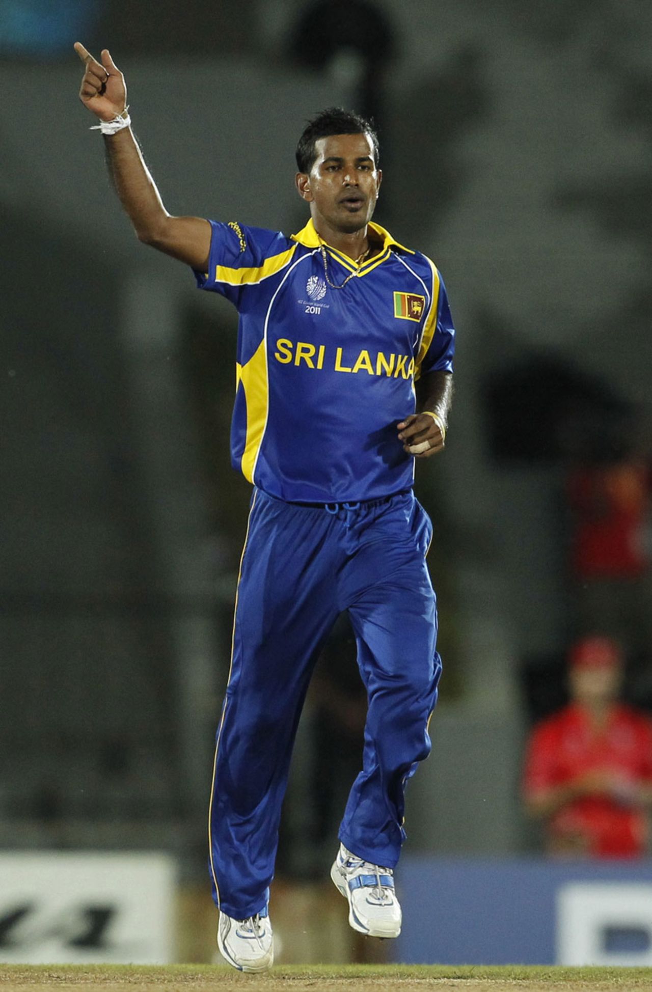 Nuwan Kulasekara celebrates the second of his three wickets, Sri Lanka v Canada, Group A, World Cup 2011, Hambantota, February 20, 2011