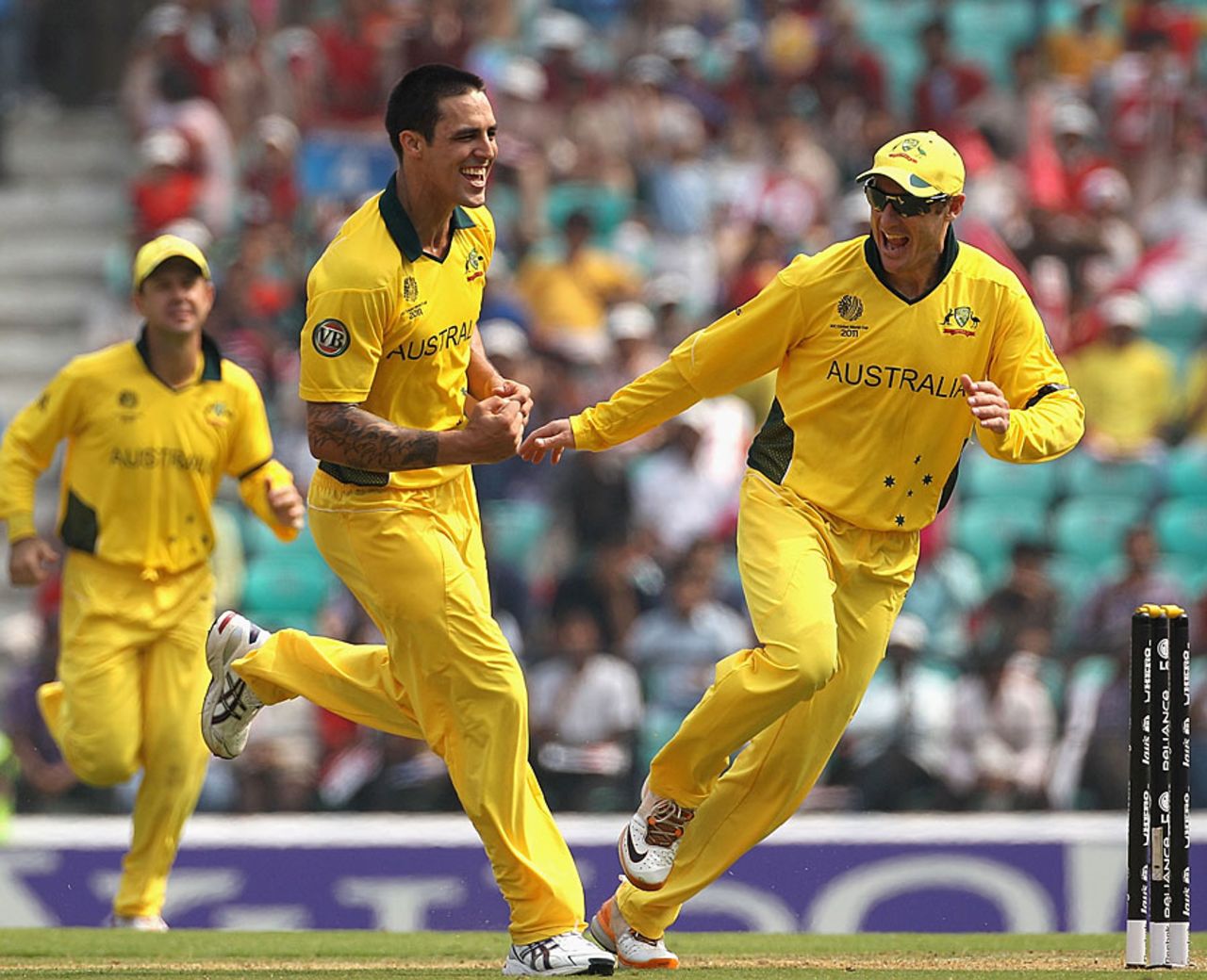 Mitchell Johnson dismissed Jesse Ryder and James Franklin in the 14th over, Australia v New Zealand, World Cup, Group A, Nagpur, February 25, 2011