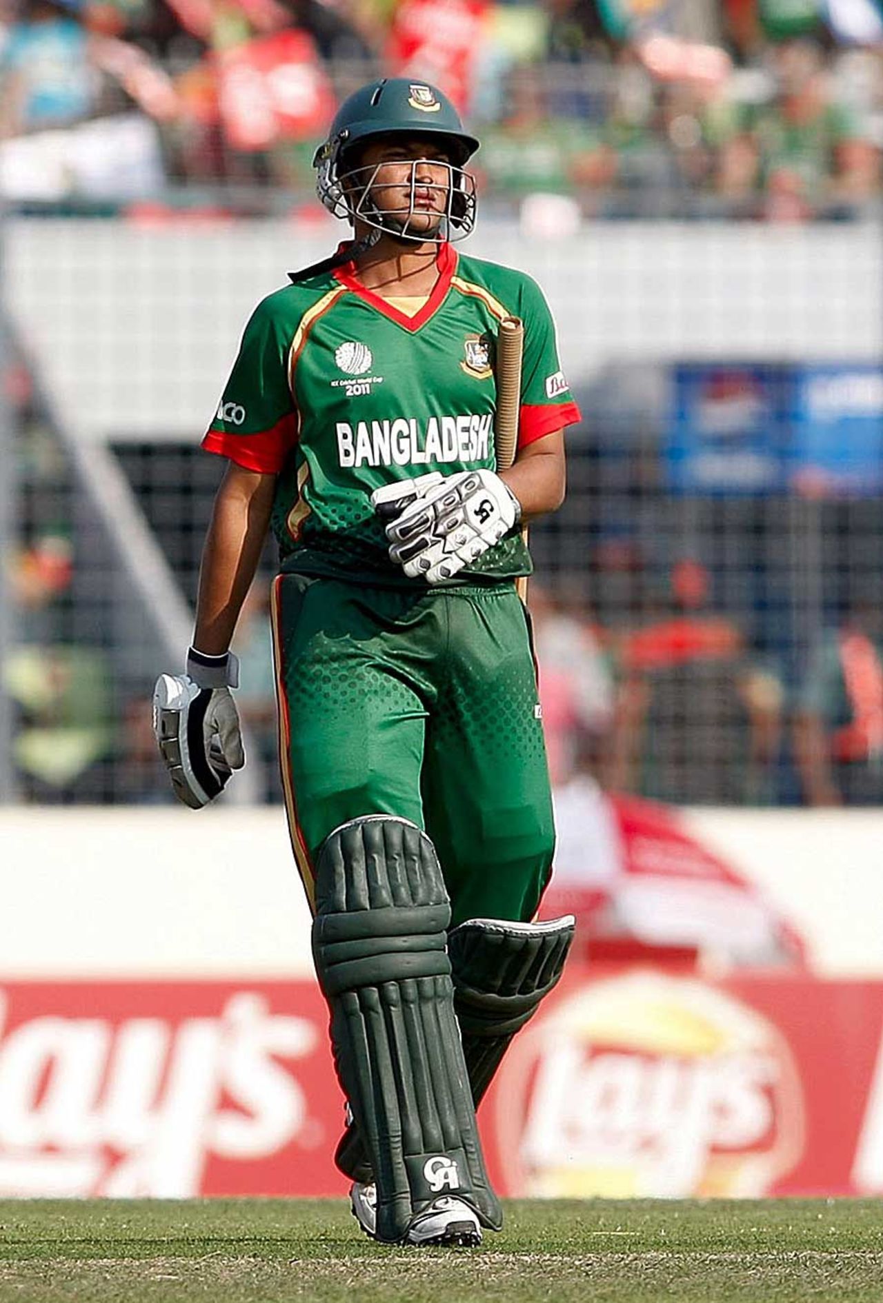 Shakib Al Hasan walks back after offering a return catch, Bangladesh v Ireland, World Cup 2011, Mirpur, February 25, 2010