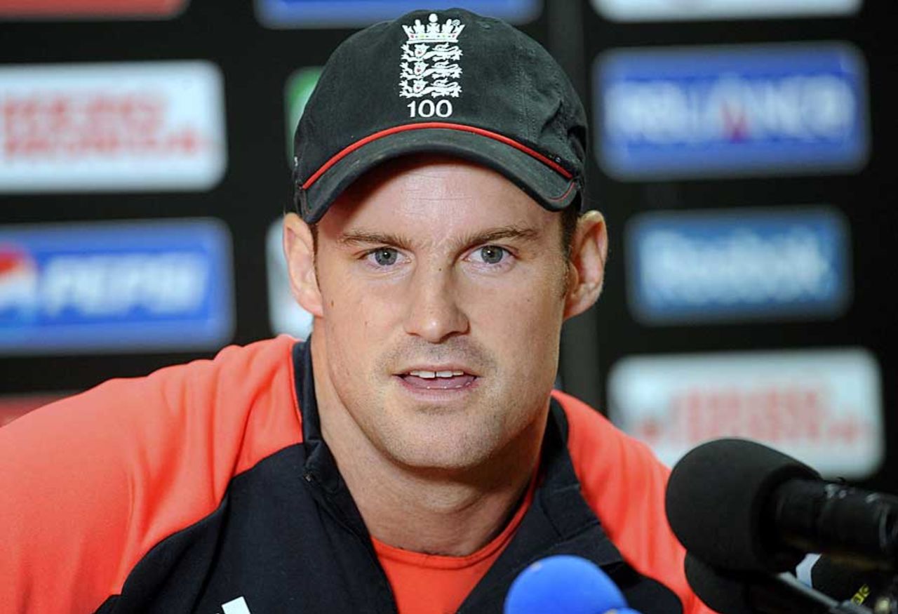 Andrew Strauss speaks to reporters in Bangalore, Bangalore, February 26, 2011
