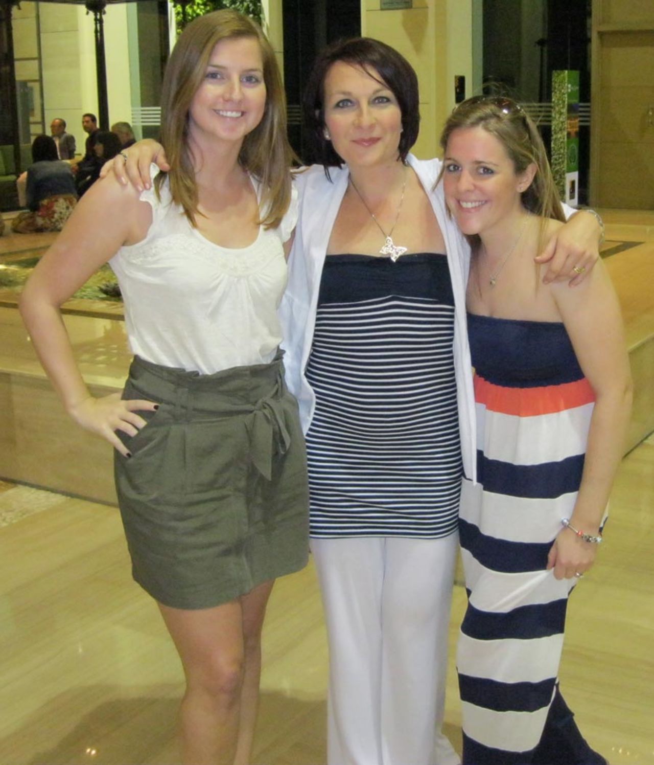 Kevin O'Brien's girlfriend Ruth Ann Kilty, Vanessa Johnston and Gary Wilson's wife at the team hotel, England v Ireland, World Cup 2011, Bangalore, March 2, 2011