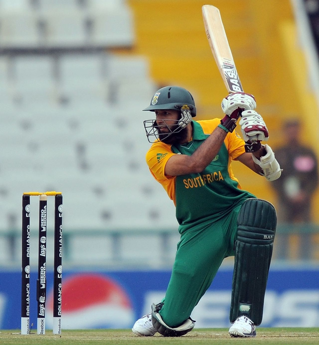 Hashim Amla drives through the off side, Netherlands v South Africa, World Cup 2011, Mohali, March 3, 2011