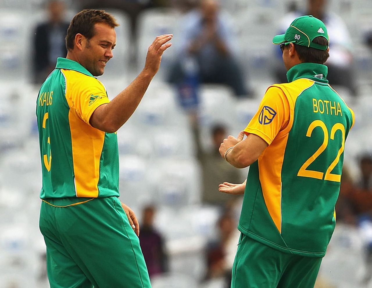 Jacques Kallis is all smiles after knocking over Alexei Kervezee, Netherlands v South Africa, World Cup 2011, Mohali, March 3, 2011
