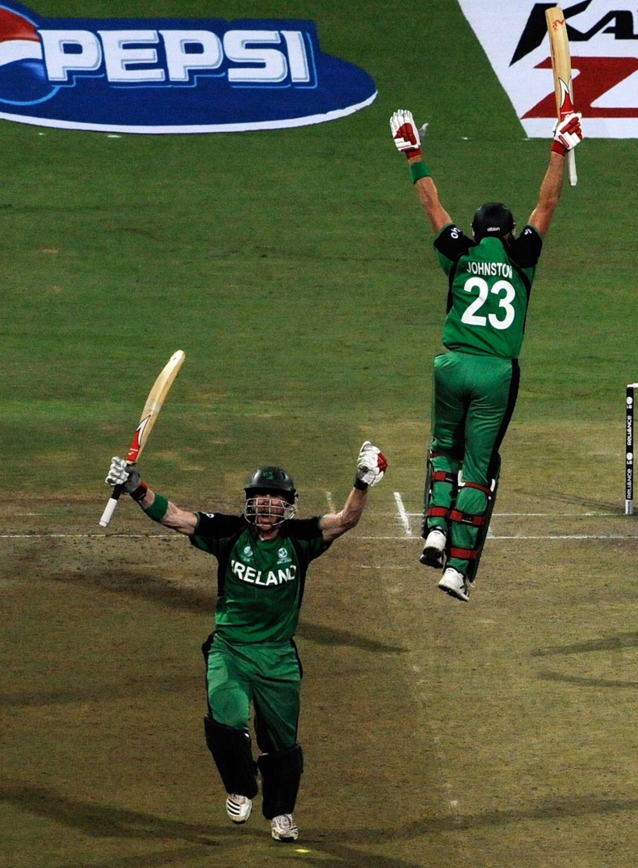John Mooney and Trent Johnston are overjoyed, England v Ireland, World Cup 2011, Bangalore, March 2, 2011