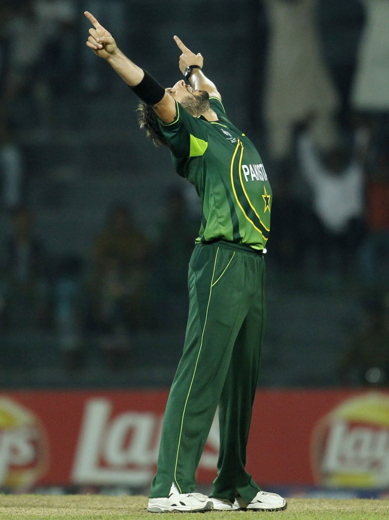 Shahid Afridi looks to the heavens after completing his five-for, Canada v Pakistan, Group A, World Cup 2011, Colombo, March 3, 2011