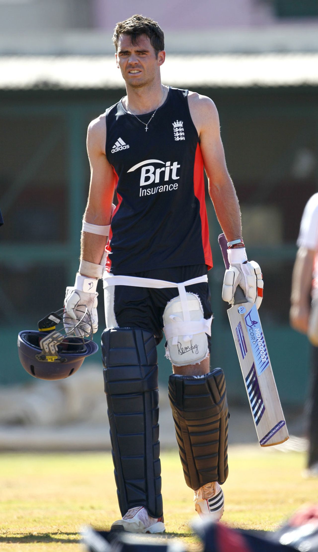 James Anderson waits for his turn to bat during practice, Chennai, March 5, 2011