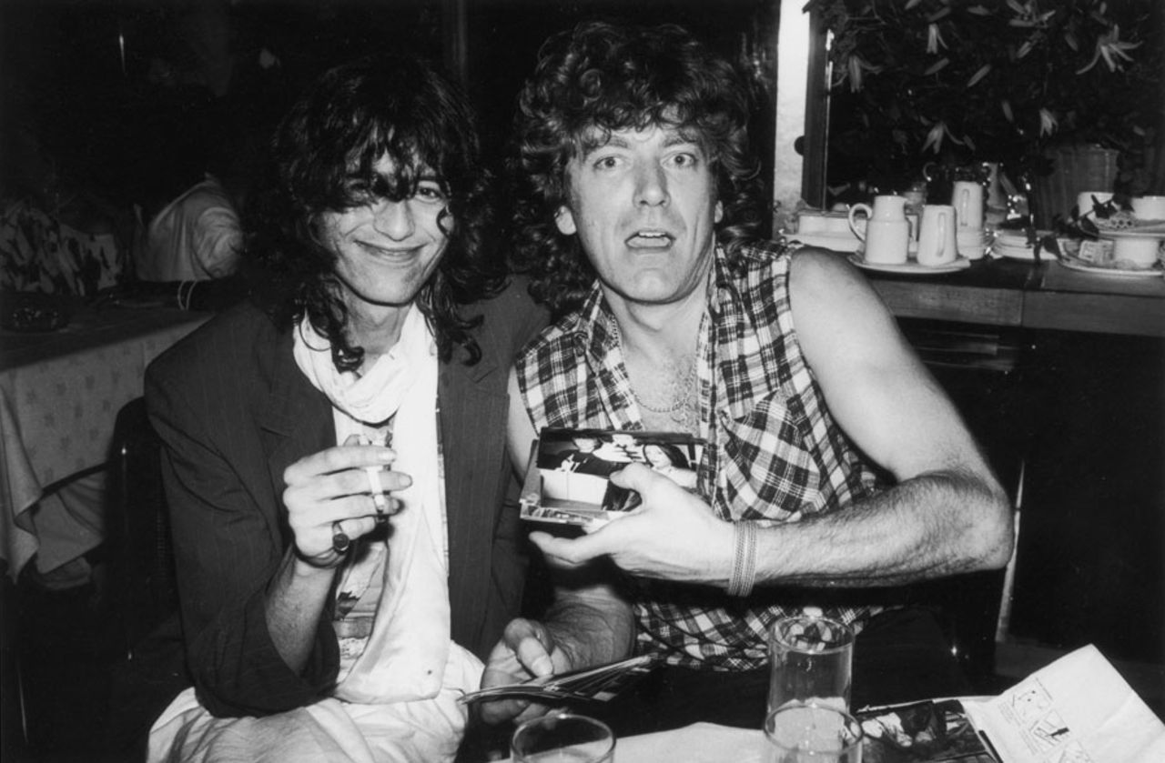 Jimmy Page and Robert Plant at the Stringfellows nightclub, London, 1980