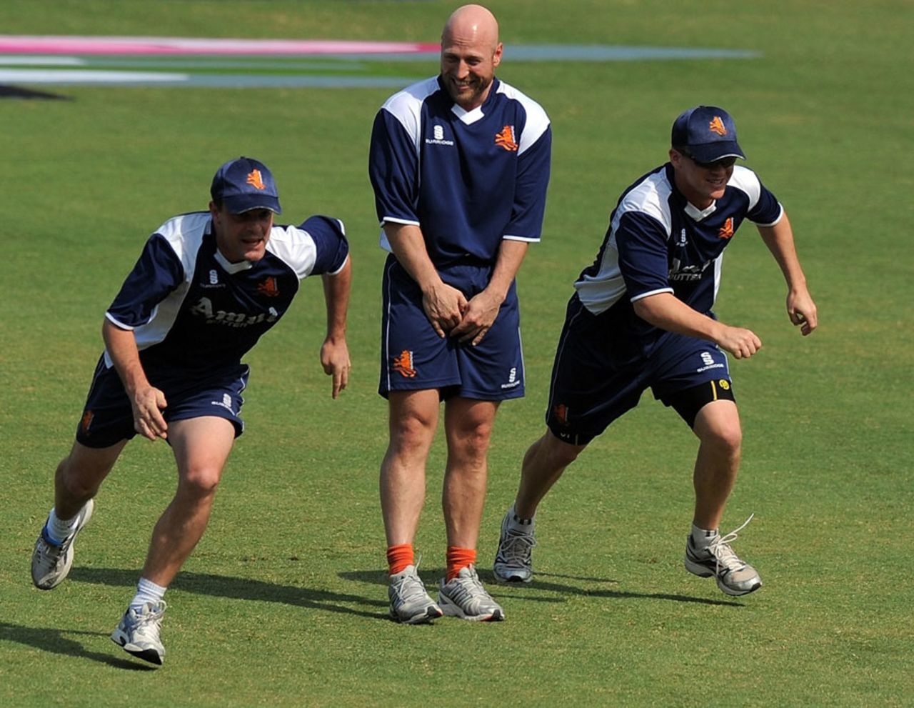 Netherlands players warm up during a training session, Delhi, March 8, 2011