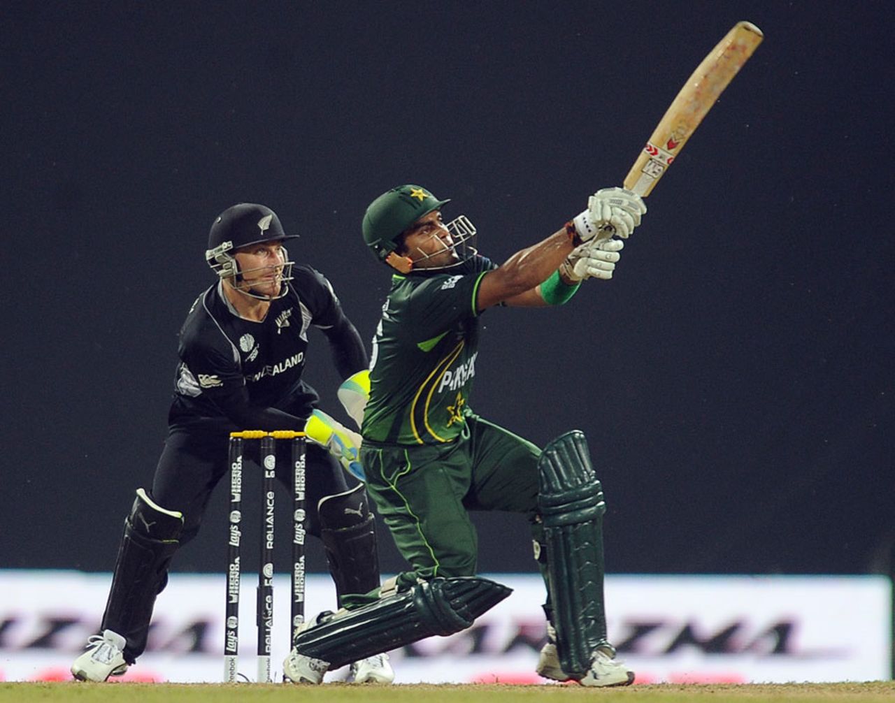 Umar Akmal skies one to deep square leg, New Zealand v Pakistan, Group A, World Cup, Pallekele, March 8, 2011