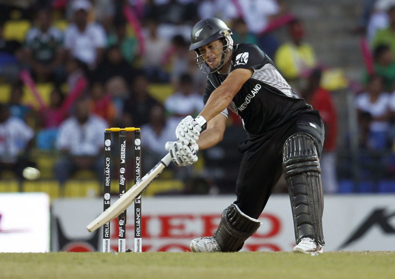 Ross Taylor smashes one to the off side during his century, New Zealand v Pakistan, Group A, World Cup, Pallekele, March 8, 2011