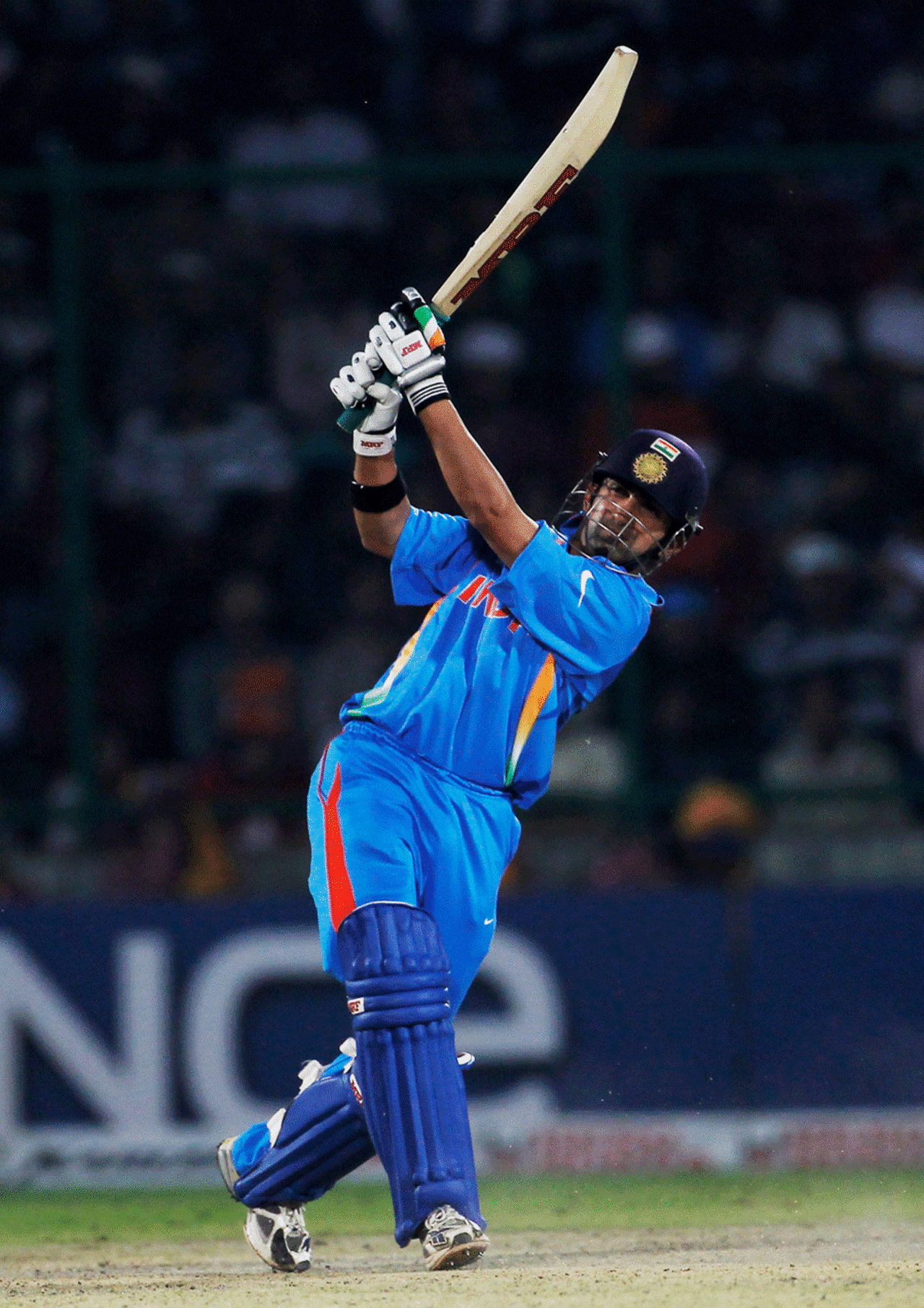 Gautam Gambhir goes for a big shot, India v Netherlands, Group B, World Cup, Delhi, March 9, 2011