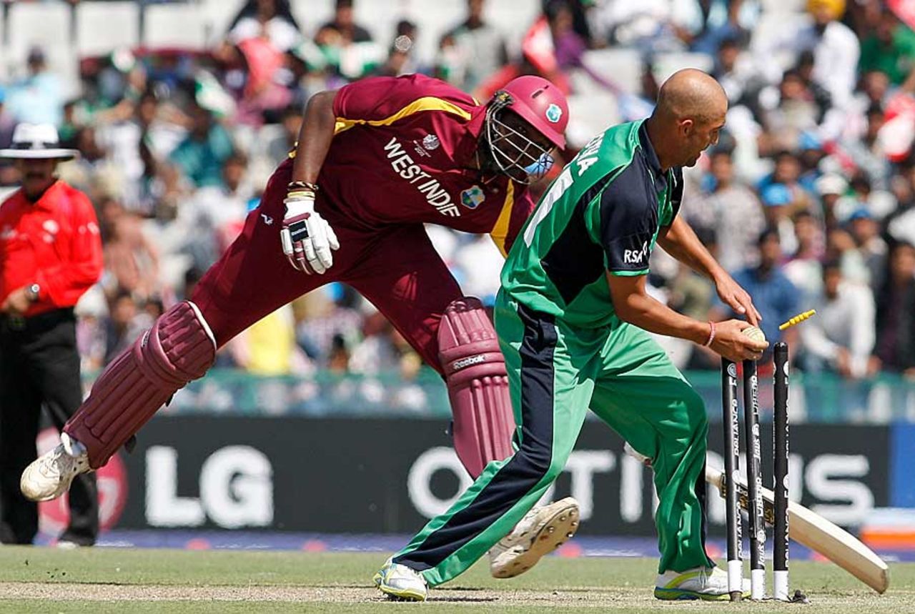 Andre Botha runs out Sulieman Benn, Ireland v West Indies, Group B, World Cup, Mohali, March 11, 2011
