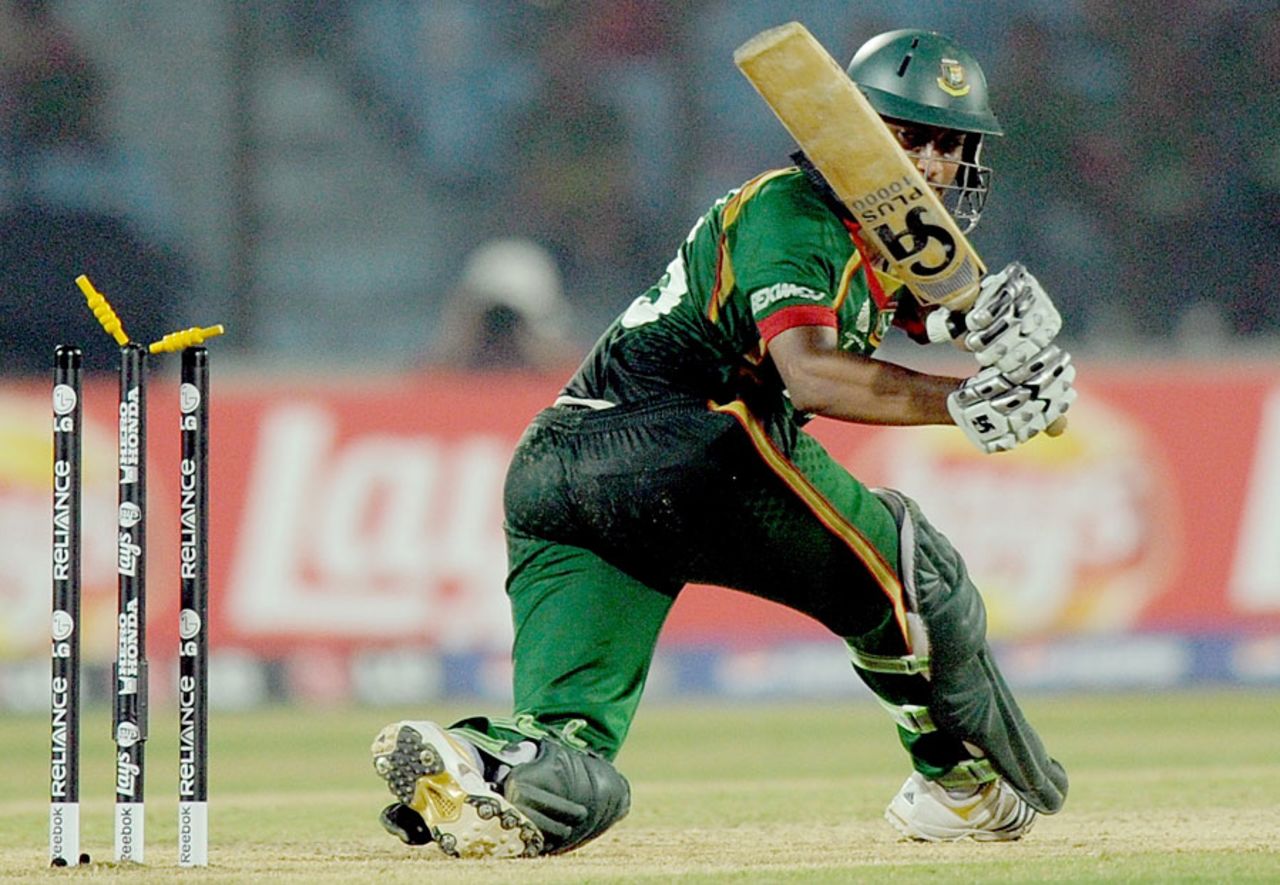 Shakib Al Hasan dragged on a sweep against Graeme Swann, Bangladesh v England, Group B, World Cup, Chittagong, March 11, 2011