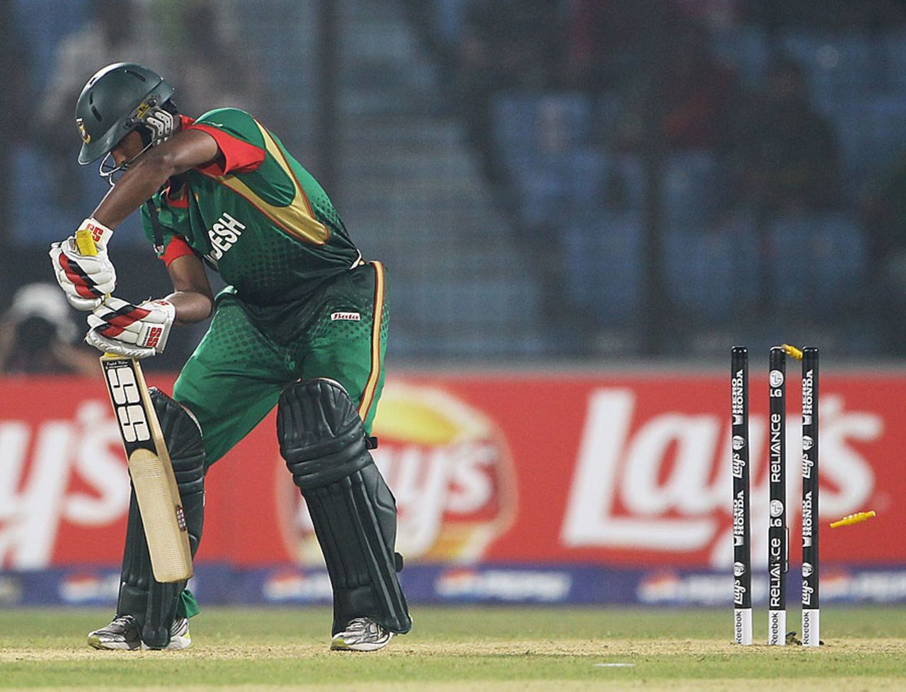 Naeem Islam became Ajmal Shahzad's third wicket with a beauty, Bangladesh v England, Group B, World Cup, Chittagong, March 11, 2011