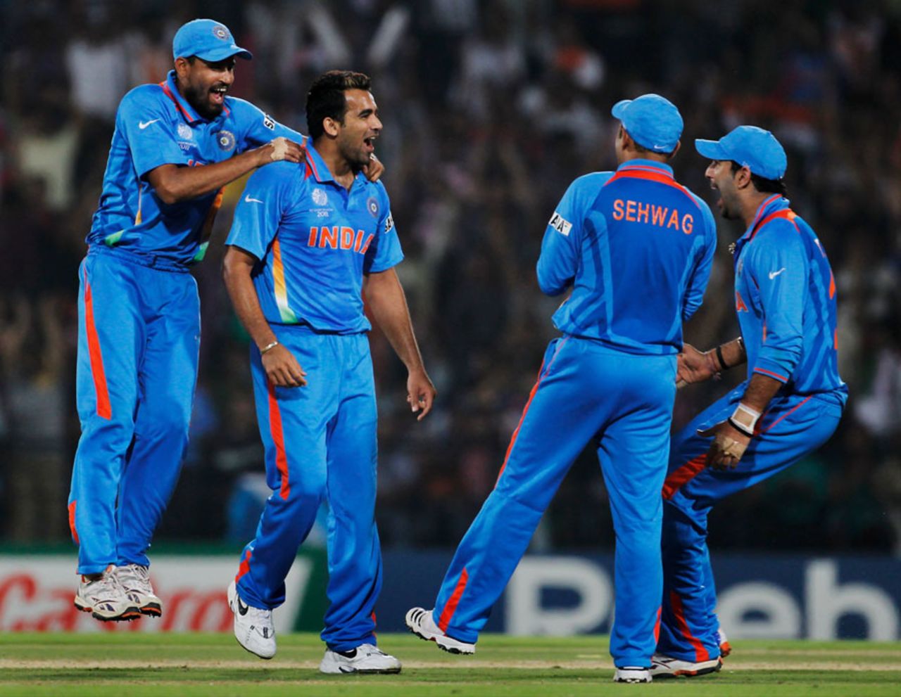 Zaheer Khan celebrates the wicket of Graeme Smith, India v South Africa, Group B, World Cup, Nagpur, March 12, 2011