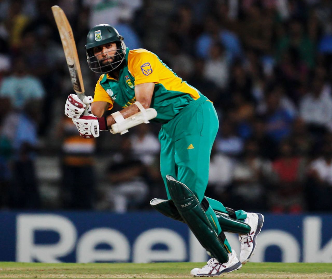 Hashim Amla flicks one to the leg side, India v South Africa, Group B, World Cup, Nagpur, March 12, 2011