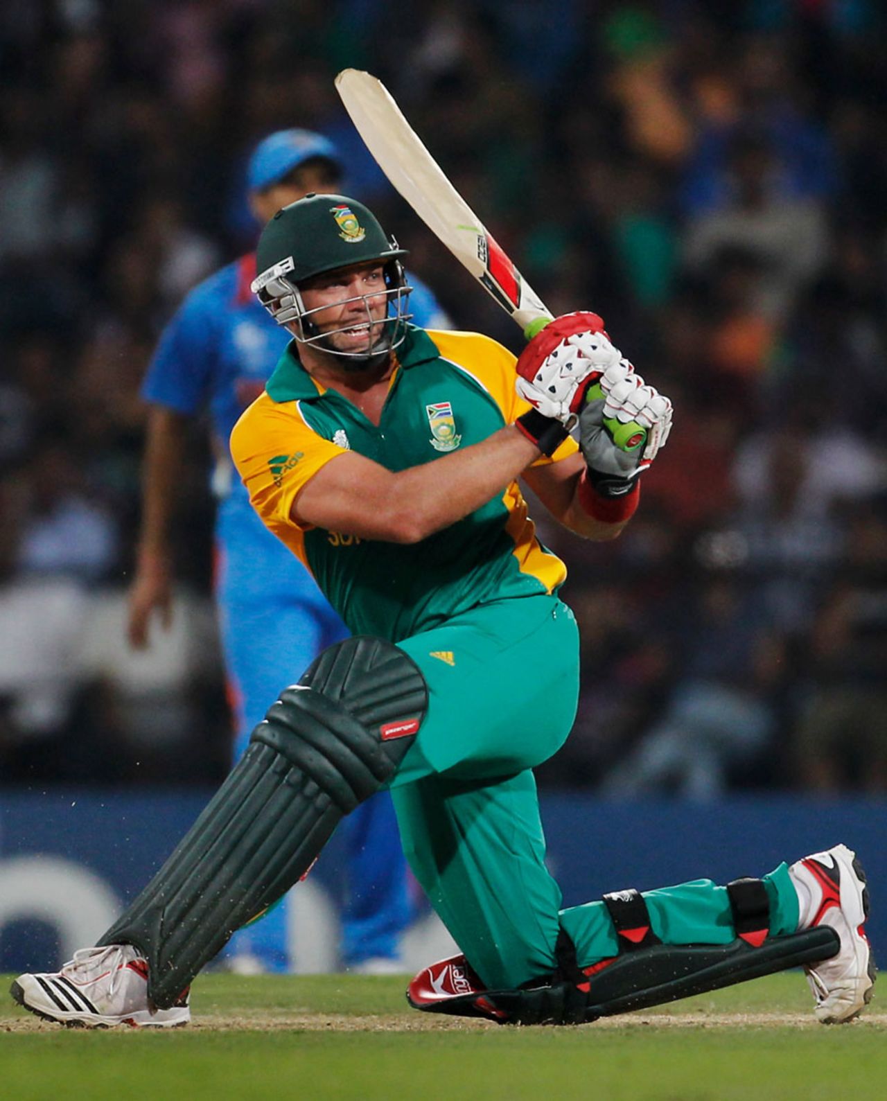 Jacques Kallis plays a sweep, India v South Africa, Group B, World Cup, Nagpur, March 12, 2011
