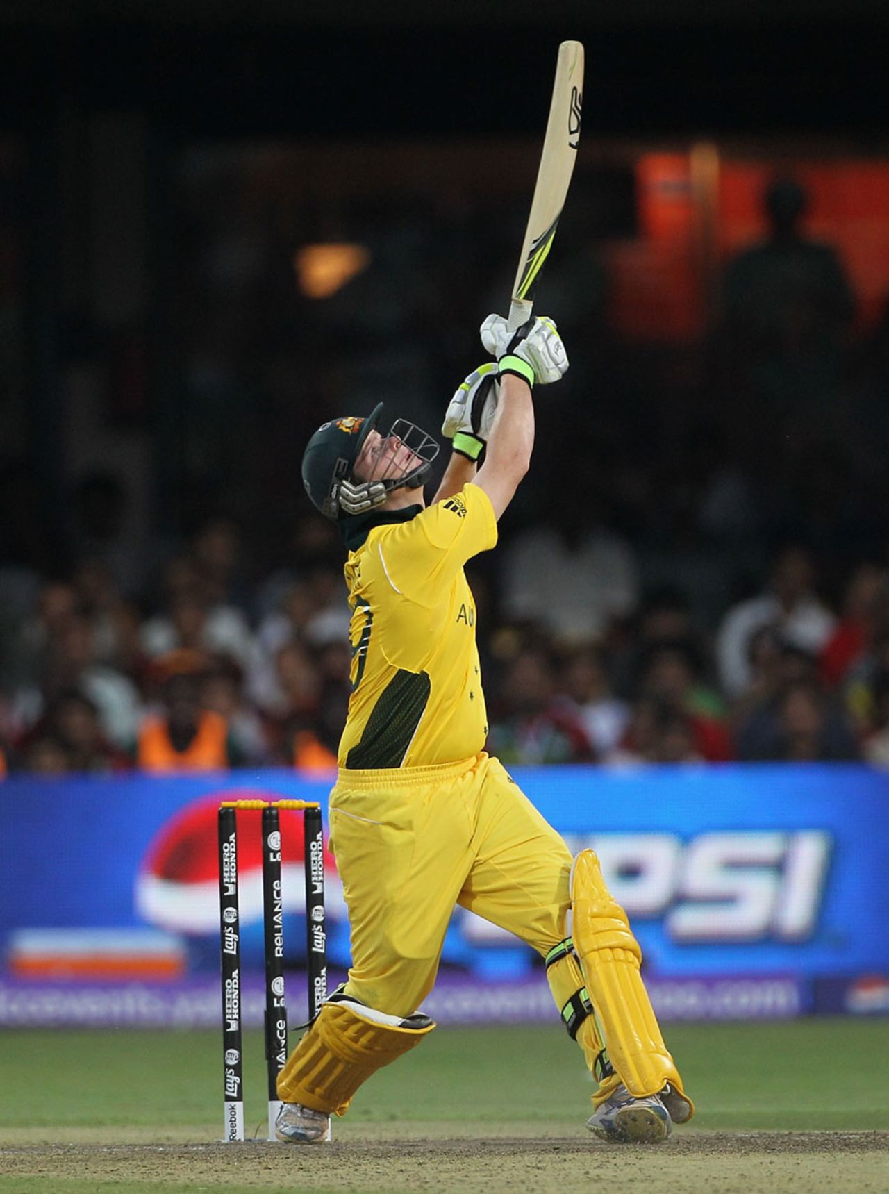 Steven Smith launches one into the atmosphere, Australia v Kenya, World Cup 2011, Group A, Bangalore, March 13, 2011