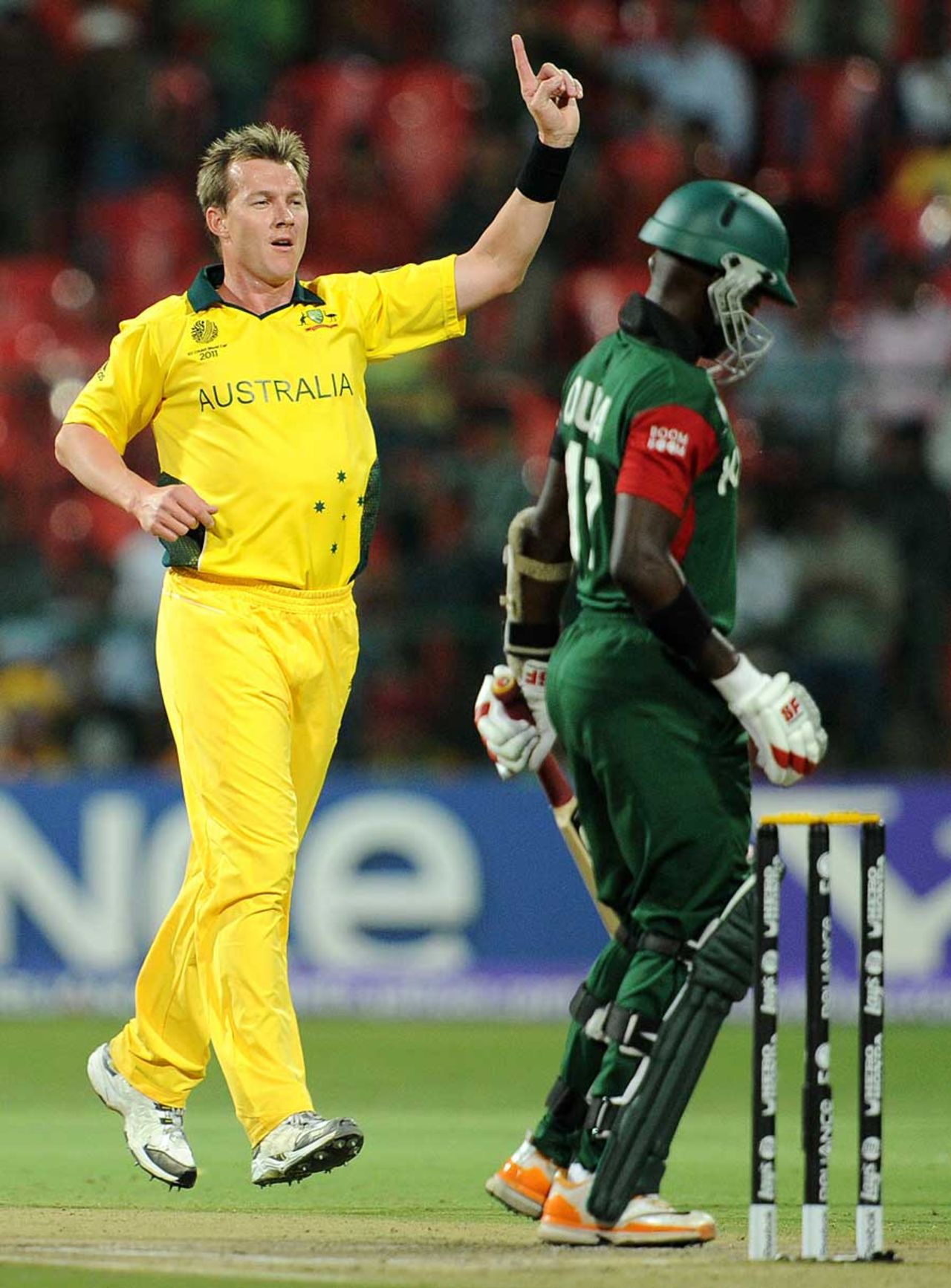 Brett Lee quickly removed Maurice Ouma, Australia v Kenya, World Cup 2011, Group A, Bangalore, March 13, 2011