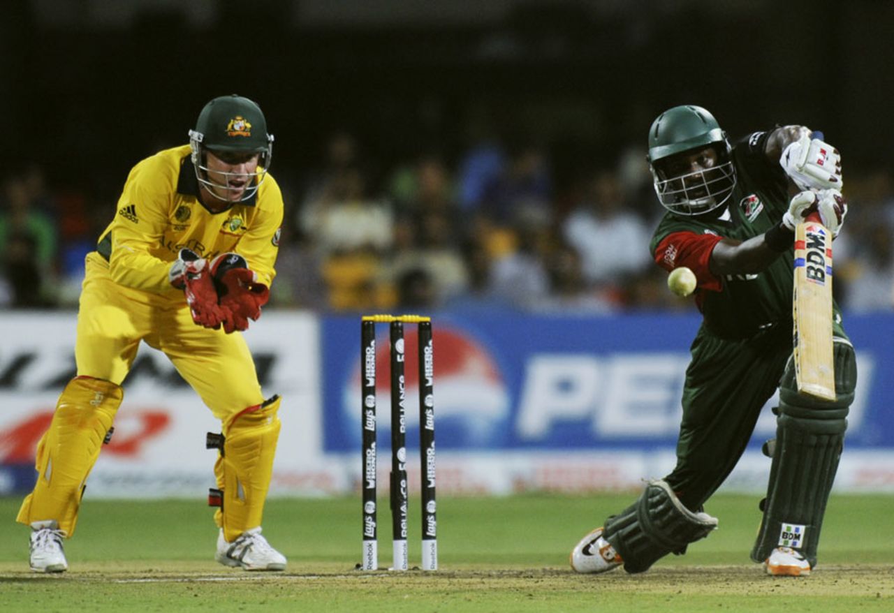 Collins Obuya plays one to the off side, Australia v Kenya, World Cup 2011, Group A, Bangalore, March 13, 2011