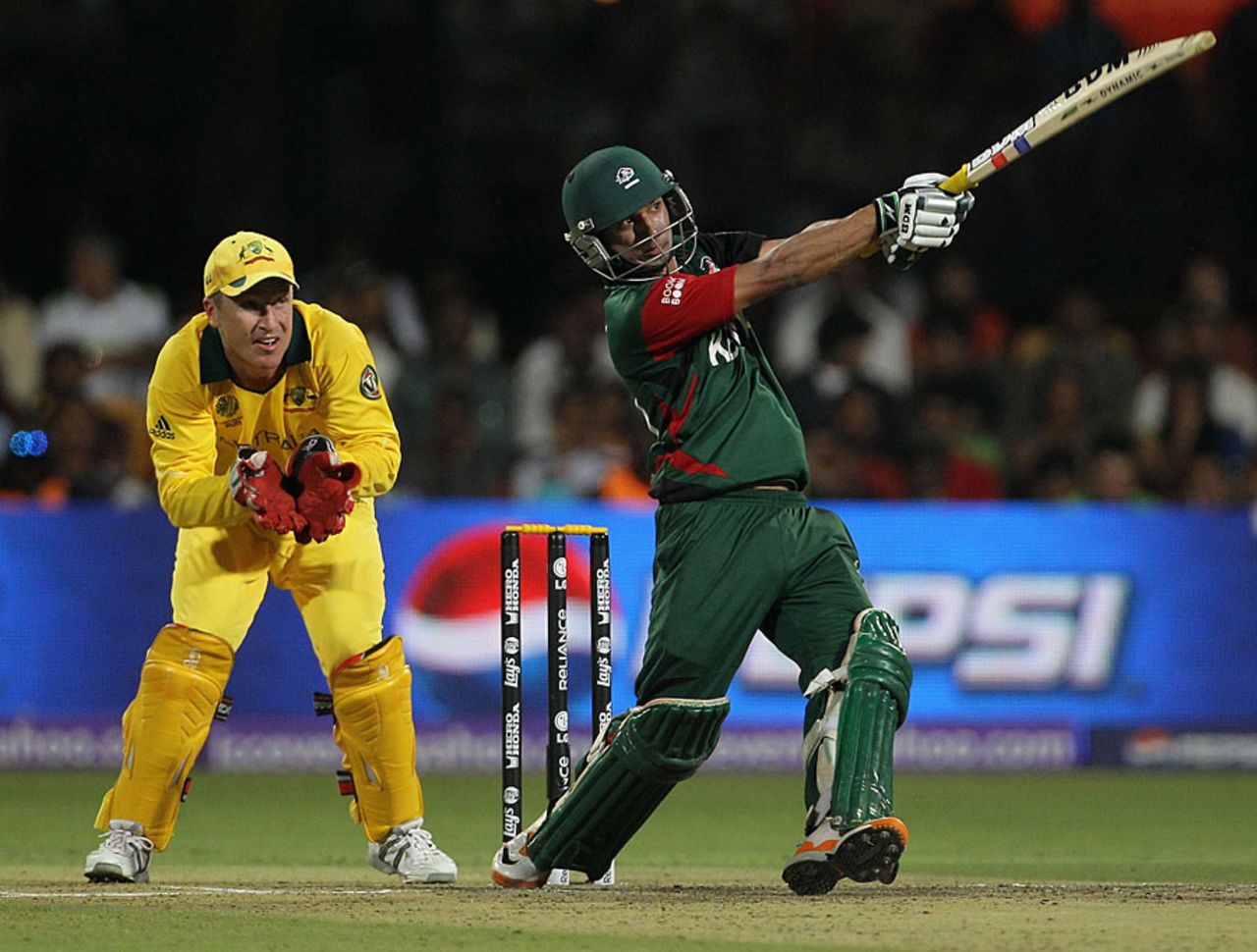 Tanmay Mishra pulled Steve Smith over the leg side, Australia v Kenya, World Cup 2011, Group A, Bangalore, March 13, 2011