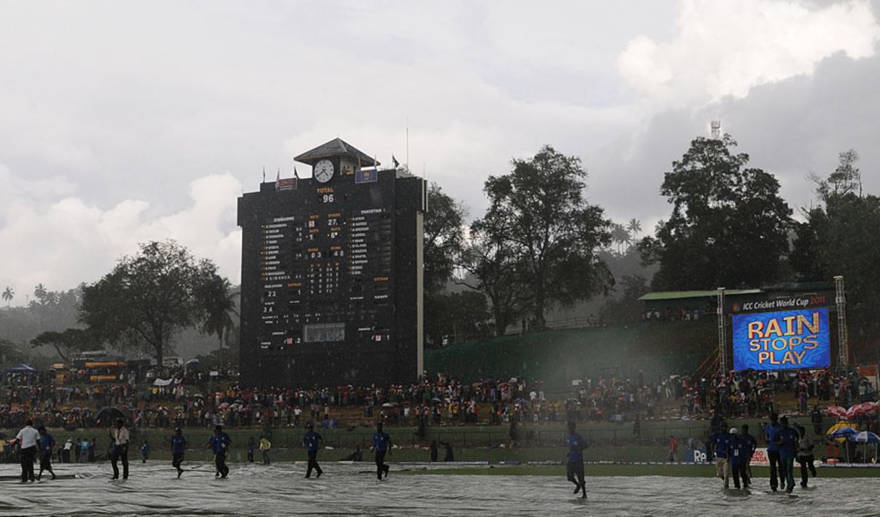 The entire Pallekele  was under covers after a heavy downpour, Pakistan v Zimbabwe, World Cup, Pallekele, March 14, 2011