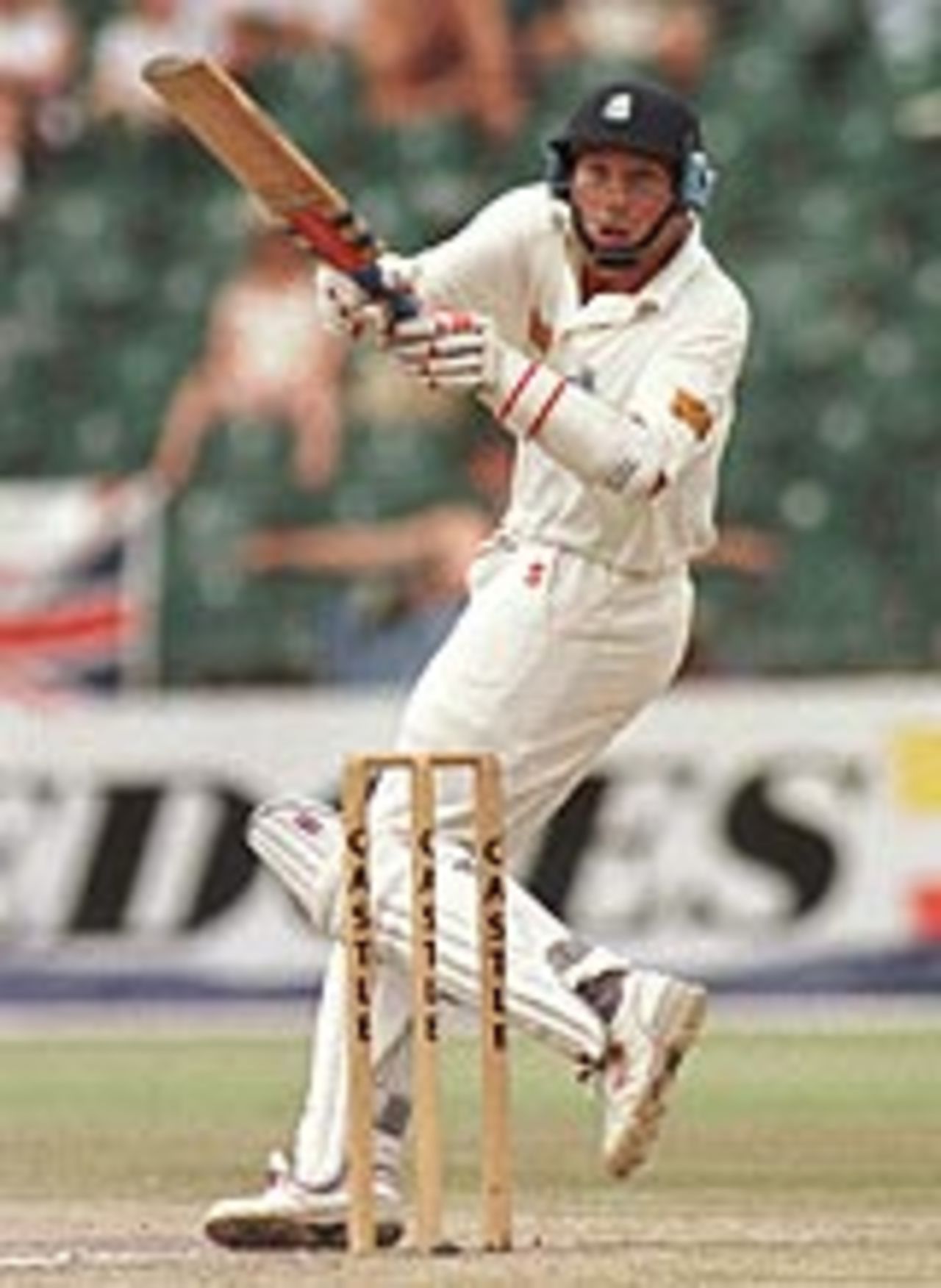 Mike Atherton hooks during his 185 not out at Johannesburg, 1995-96