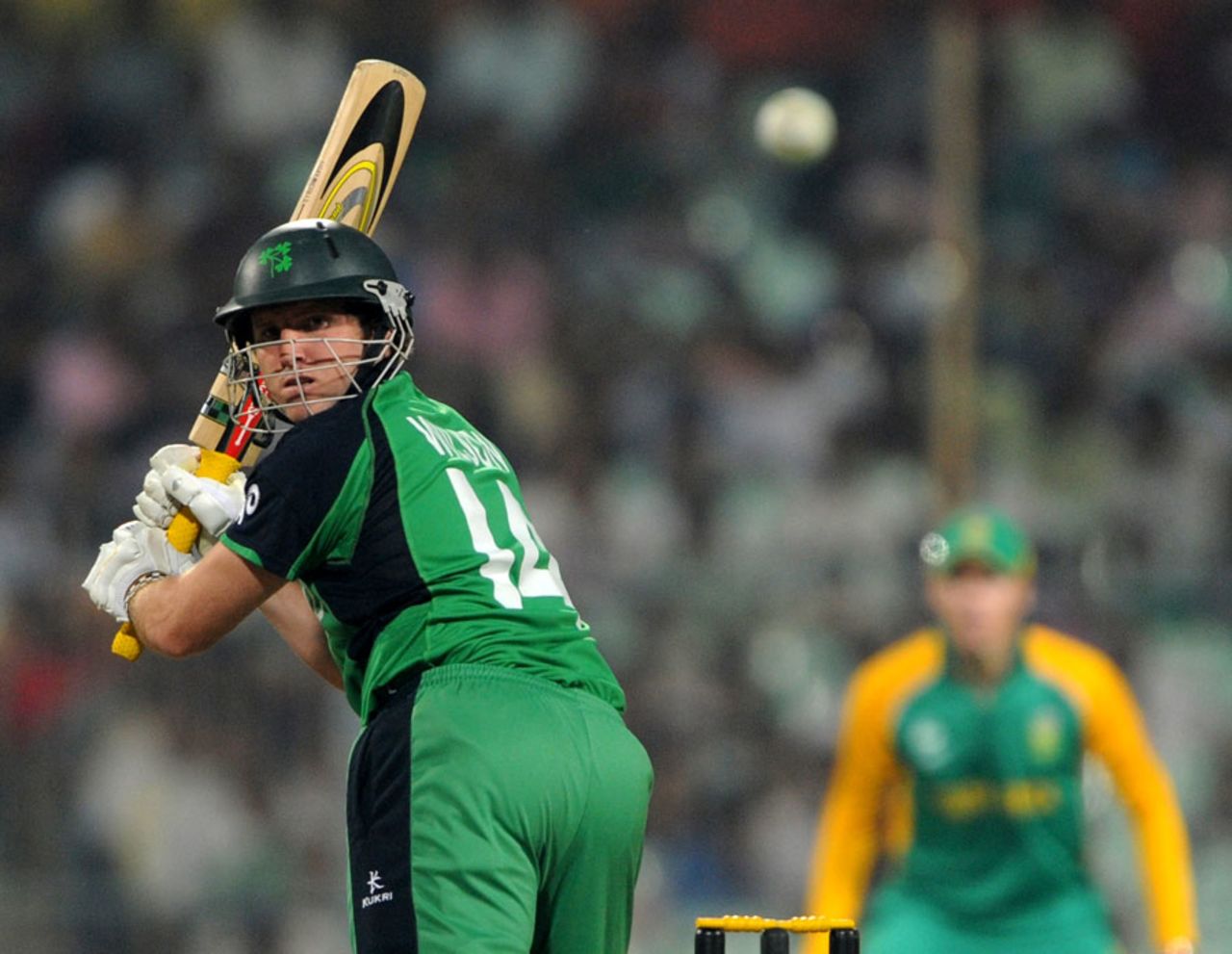 Gary Wilson glances the ball fine, Ireland v South Africa, Group B, World Cup, Kolkata, March 15, 2011