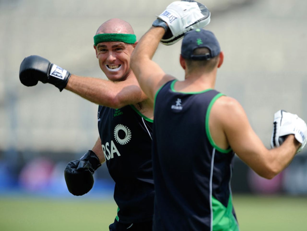 Trent Johnston trains ahead of the clash against South Africa, World Cup, Kolkata, March 14, 2011