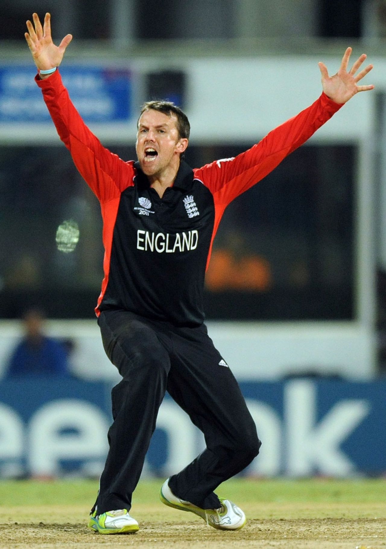 Graeme Swann claimed the vital wicket of Kieron Pollard, England v West Indies, World Cup, Group B, March 17, 2011