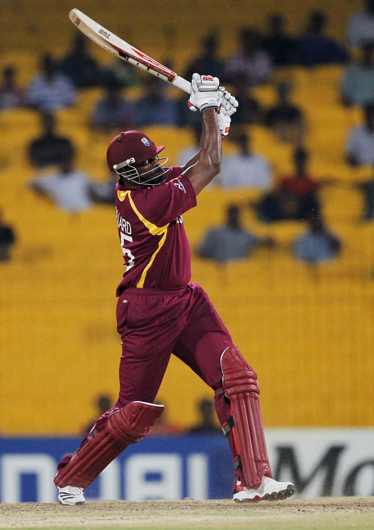 Kieron Pollard launches straight down the ground, England v West Indies, World Cup, Group B, March 17, 2011