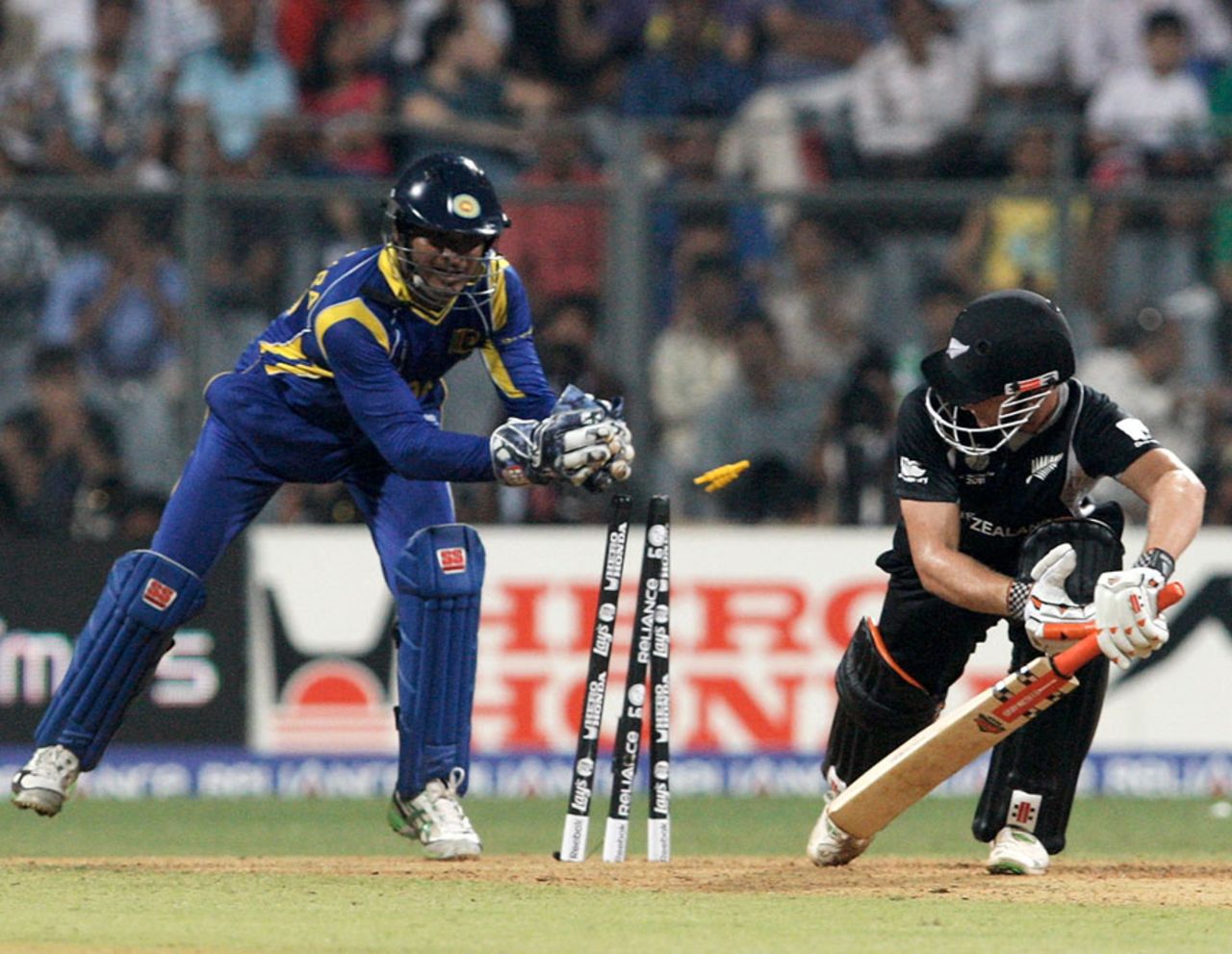 Kane Williamson is stumped by Kumar Sangakkara, New Zealand v Sri Lanka, Group A, World Cup 2011, Mumbai, March 18, 2011