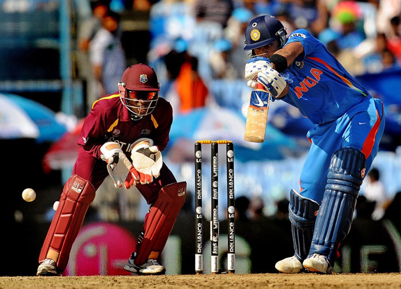 Virat Kohli made 59 before he was dismissed, India v West Indies, Group B, World Cup 2011, Chennai, March 20, 2011