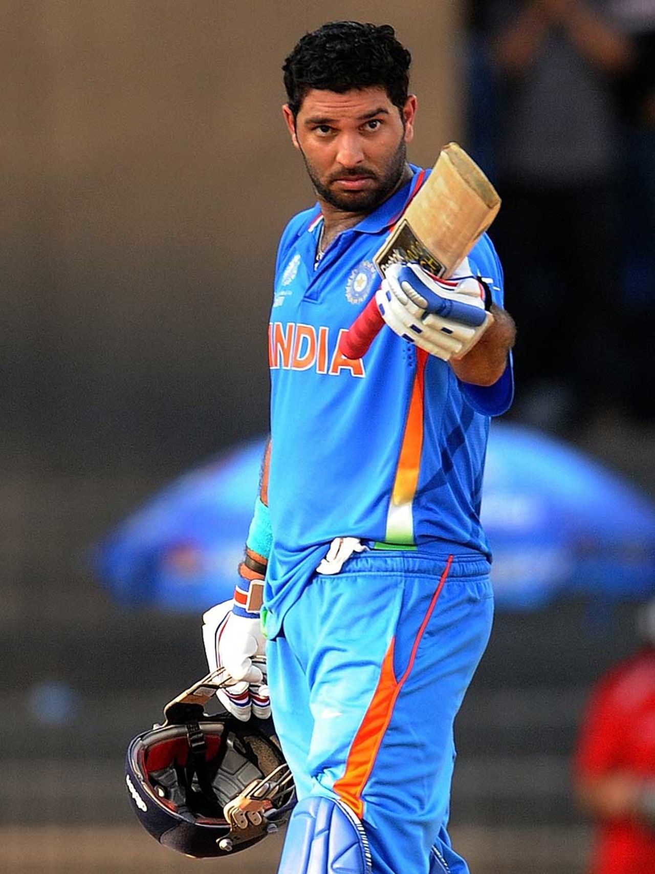 Yuvraj Singh notched up his 13th ODI century, India v West Indies, Group B, World Cup 2011, Chennai, March 20, 2011