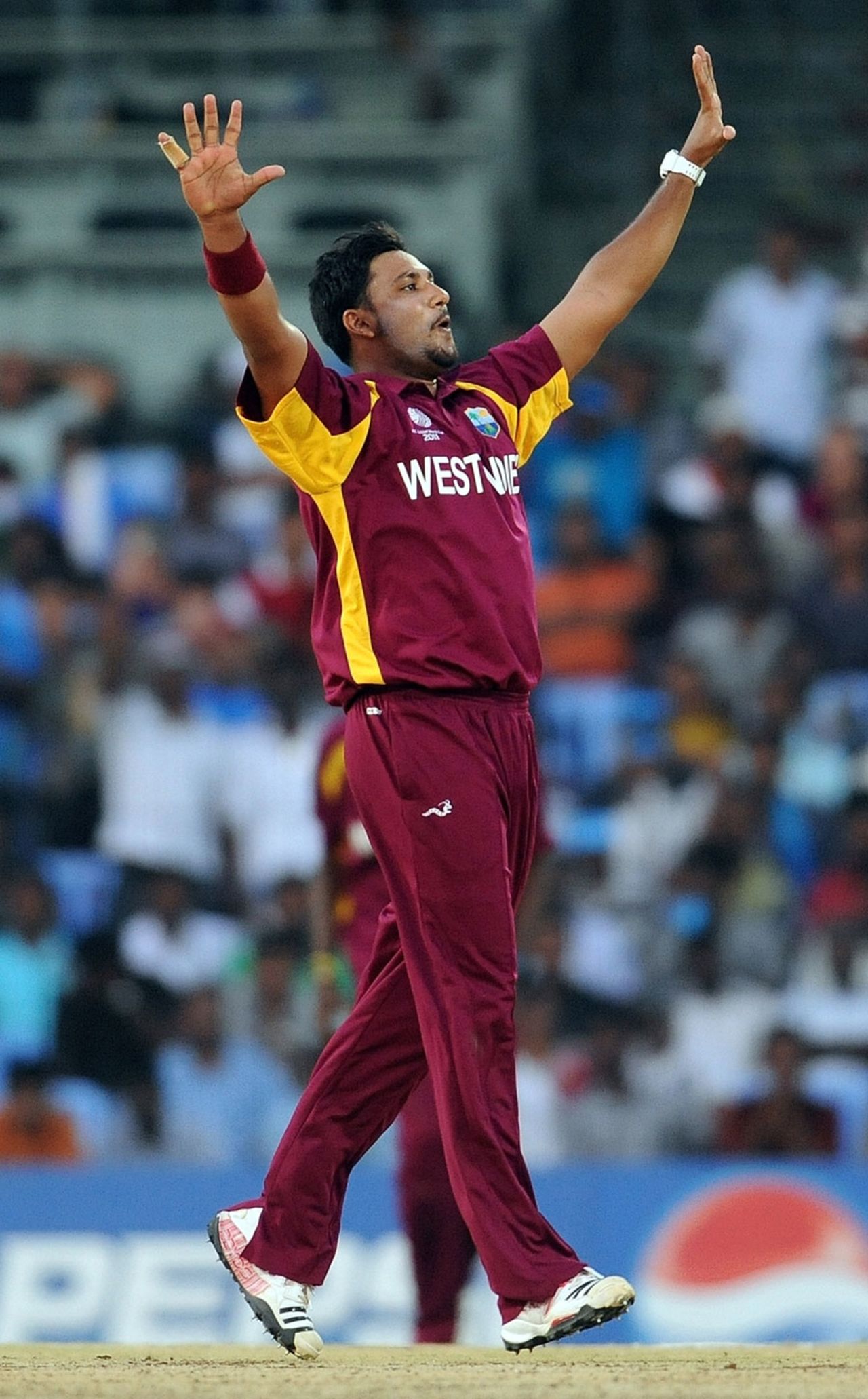 Ravi Rampaul completes his five-wicket haul, India v West Indies, Group B, World Cup 2011, March 20, 2011