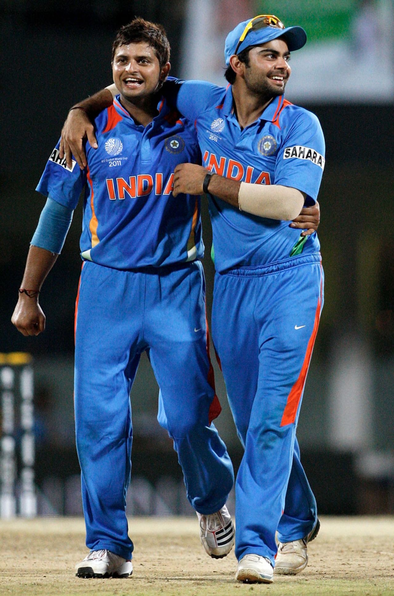Virat Kohli congratulates Suresh Raina on dismissing Darren Bravo, India v West Indies, Group B, World Cup 2011, March 20, 2011