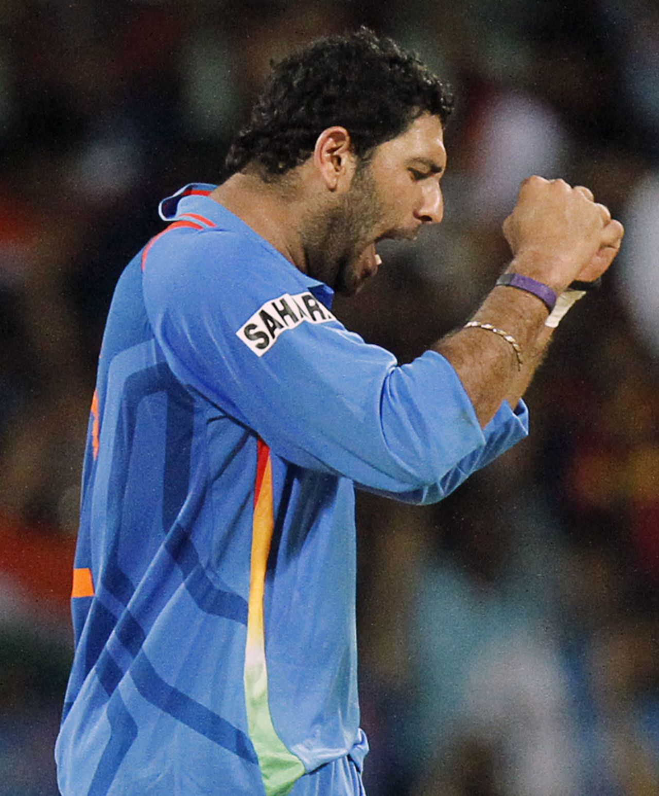 Yuvraj Singh celebrates his second wicket, India v West Indies, Group B, World Cup 2011, March 20, 2011