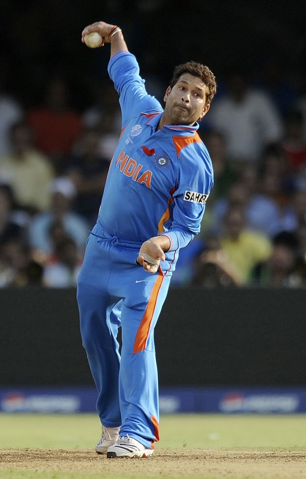 Sachin Tendulkar had a bowl, India v Australia, India v Australia, 2nd quarter-final, Ahmedabad, World Cup 2011, March 24, 2011