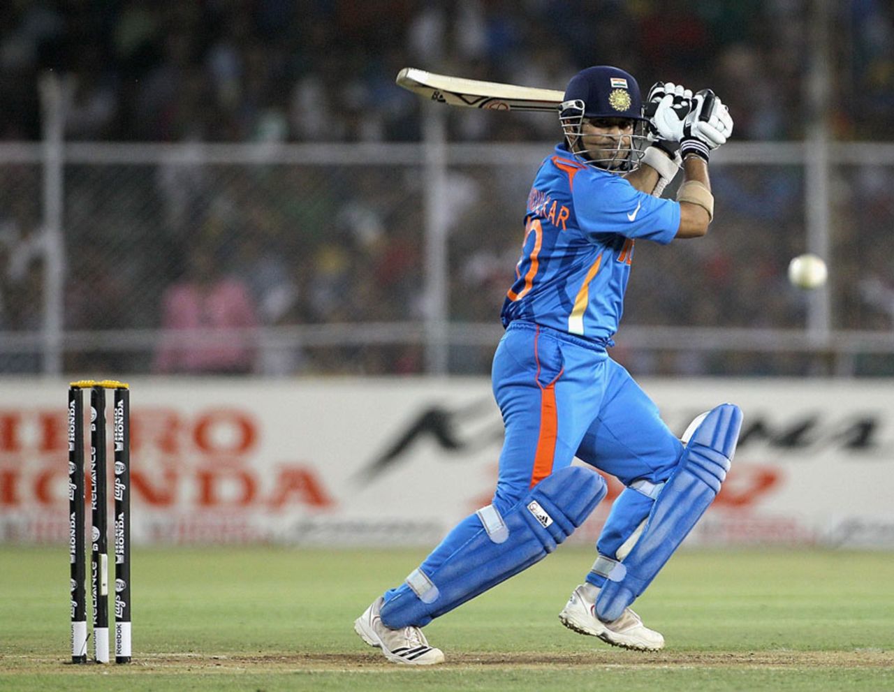 Sachin Tendulkar cuts through point, India v Australia, 2nd quarter-final, Ahmedabad, World Cup 2011, March 24, 2011