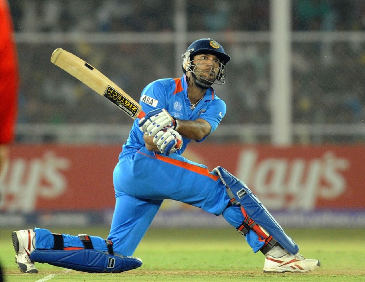 Yuvraj Singh hits on the up, India v Australia, 2nd quarter-final, Ahmedabad, World Cup 2011, March 24, 2011