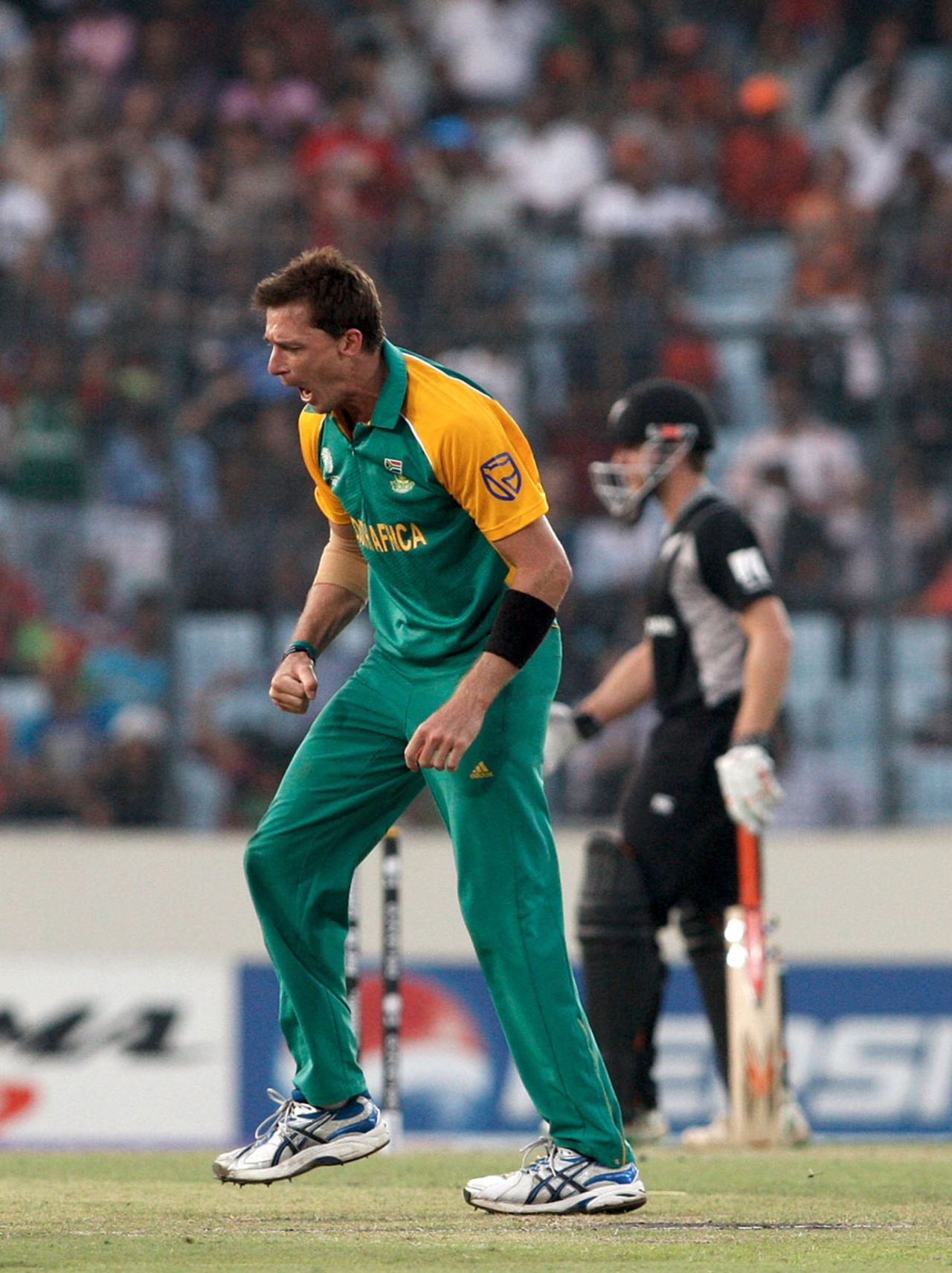 Dale Steyn got Nathan McCullum to hole out cheaply, New Zealand v South Africa, 3rd quarter-final, Mirpur, World Cup 2011, March 25, 2011