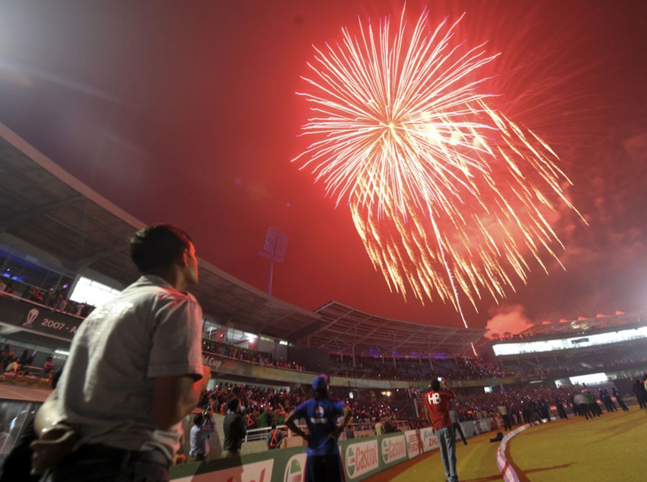 Fireworks go off as Mirpur says goodbye to the World Cup, New Zealand v South Africa, 3rd quarter-final, Mirpur, World Cup 2011, March 25, 2011