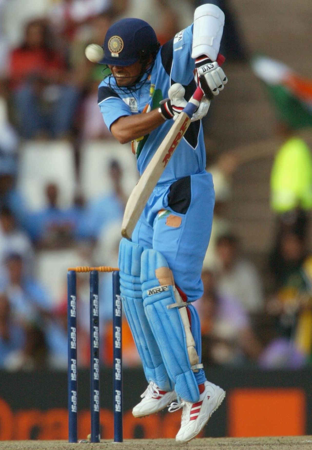 Tendulkar is unable to avoid a rising delivery from Shoaib Akhtar and is caught at point, World Cup, India v Pakistan, Centurion, 1st March 2003