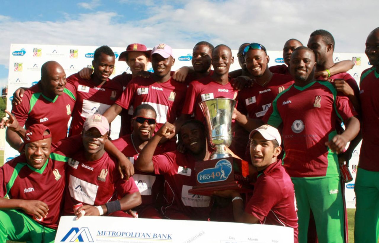 Southern Rocks celebrate their victory in the Pro40 Championship final, Mid West Rhinos v Southern Rocks, MetBank Pro40 Championship final, Harare, March 27, 2011