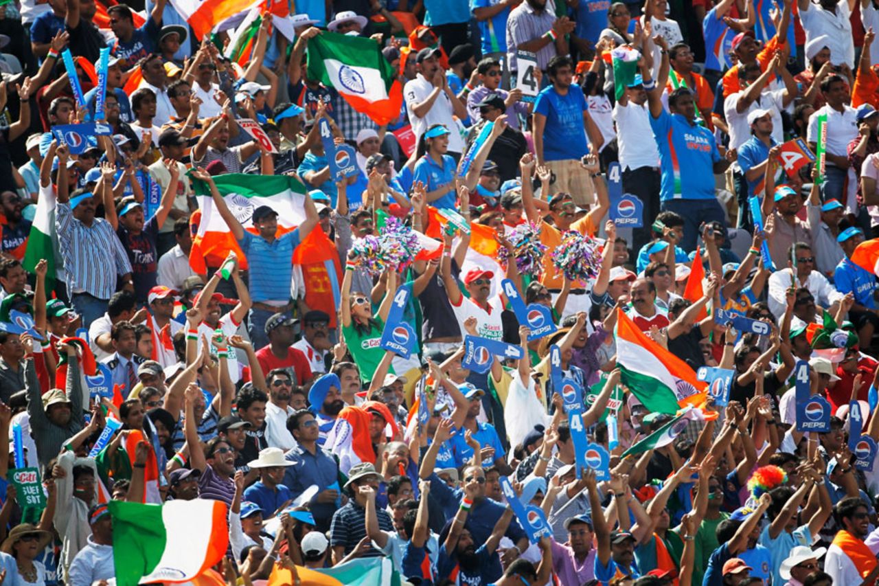 The crowd applauds a boundary, India v Pakistan, 2nd semi-final, World Cup 2011, Mohali, March 30, 2011