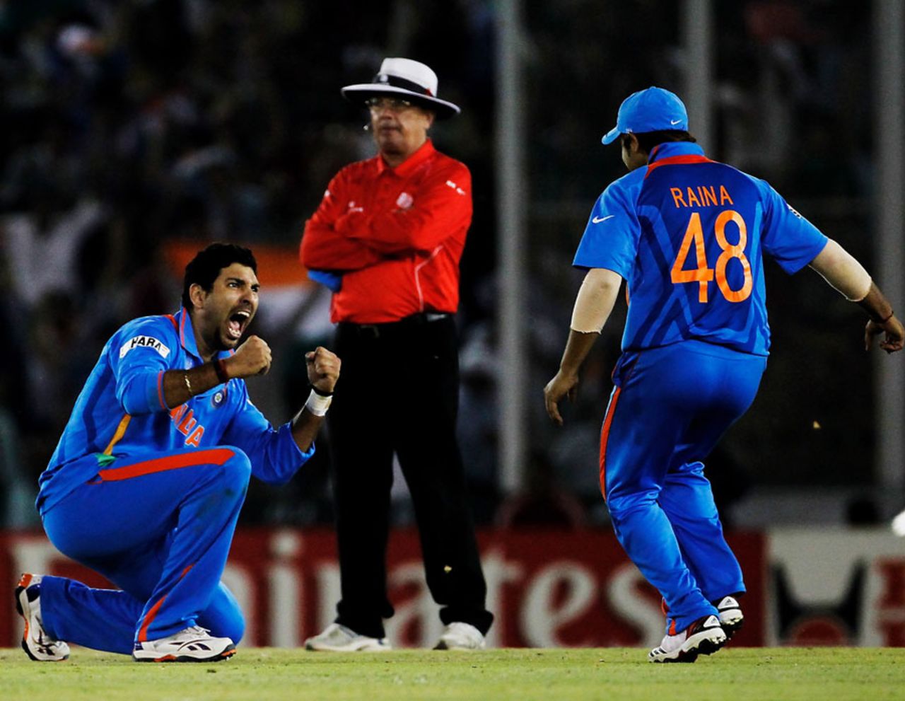 Yuvraj Singh picked up two crucial wickets to stall Pakistan's progress, India v Pakistan, 2nd semi-final, World Cup 2011, Mohali, March 30, 2011