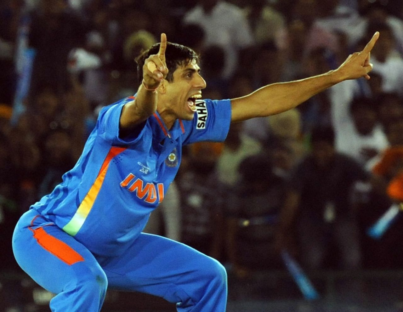 Ashish Nehra appeals successfully for an lbw, India v Pakistan, 2nd semi-final, World Cup 2011, Mohali, March 30, 2011